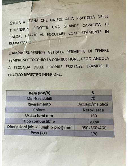 SUPER OFFERTA Stufa a legna BASIC verde SUPER OFFERTA Stufa a legna BASIC verde
