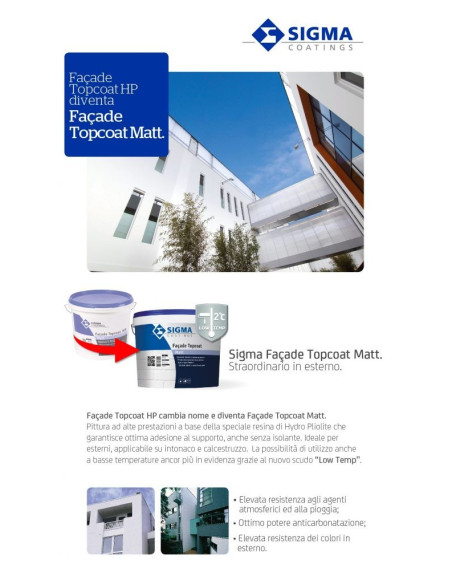Pittura resistente agli agenti atmosferici Sigma - Façade Topcoat Matt Pittura resistente agli agenti atmosferici Sigma - Façade Topcoat Matt
